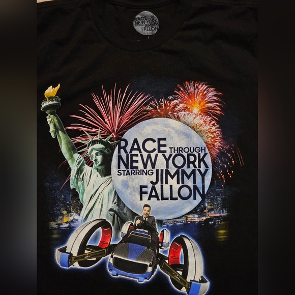 Race Through New York Starring Jimmy Fallon Black T-Shirt Large Legend Hip Hop - Picture 4 of 4
